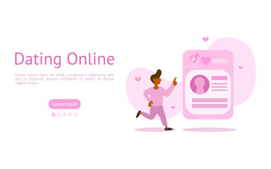dating online illustration set. Character using application and liking potential partner online in order to build relationships. dating online concept. vector illustration.