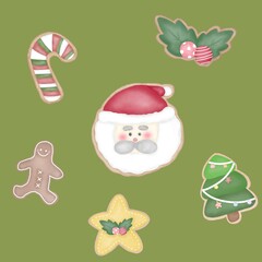 set of christmas elements