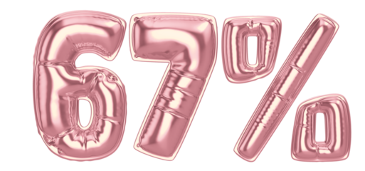 67 Percent Gold Balloon 3D Number