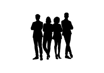 silhouettes of group of people