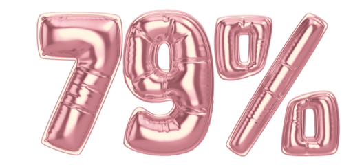 79 Percent Gold Balloon 3D Number
