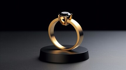 Luxury gold ring with black dial, luxury jewelry (Ai generated)