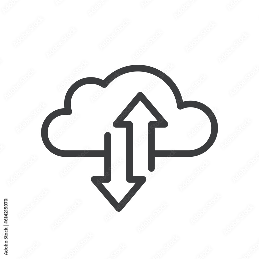 Wall mural cloud data upload and download isolated vector icon