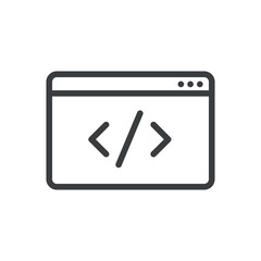 Web Development, Website Coding, Browser Window Isolated Vector Icon