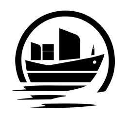 Fototapeta na wymiar logo of cargo ship in black and white