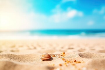 Fototapeta na wymiar Sea blur defocused background. Tropical summer vacation theme (Ai generated)