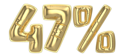 47 Percent Gold 3D Number