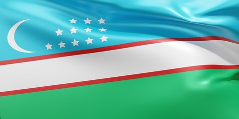 Flag of Uzbekistan 3d rendering