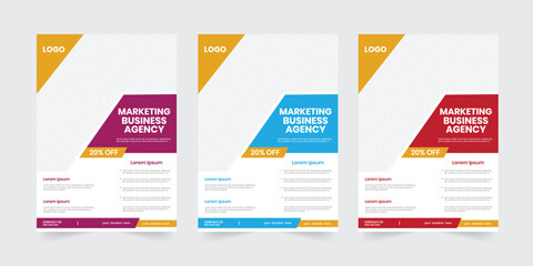 Creative business agency opening workshop a4 flyer, annual corporate marketing vertical page report, one-sided document poster template