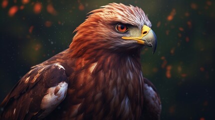 Naklejka premium Hawk bird red and white color isolated on black background. Generative Ai