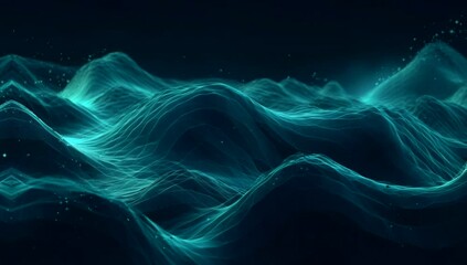Abstract wave technology background with green led light. corporate, digital network concept - Powered by Adobe