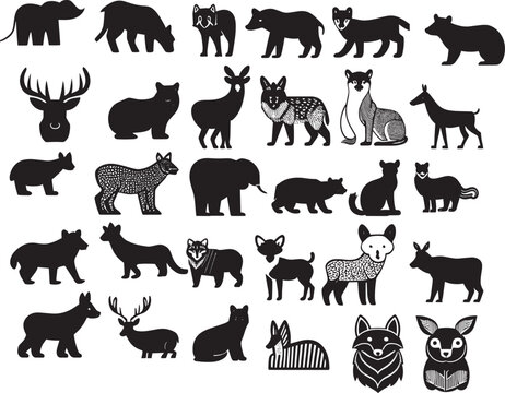Different Kind Of Animals Silhouette  Vector
