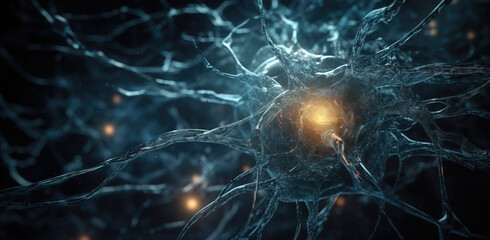  close-up Abstract Synapses of the brain . generative AI