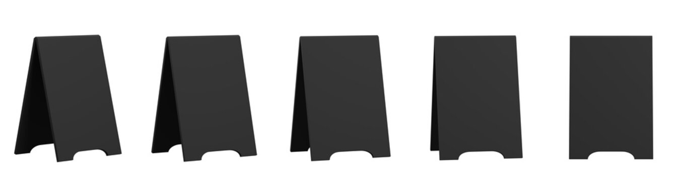 Set of 3d cafe board with transparent background, PNG, Black cafe board