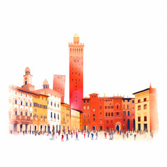 Obraz premium Illustration of beautiful view of Bologna, Italy