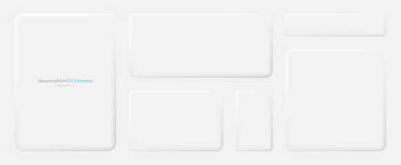 A set of rectangular banners with rounded edges on a white background. User interface elements in the style of neumorphism. Vector illustration.