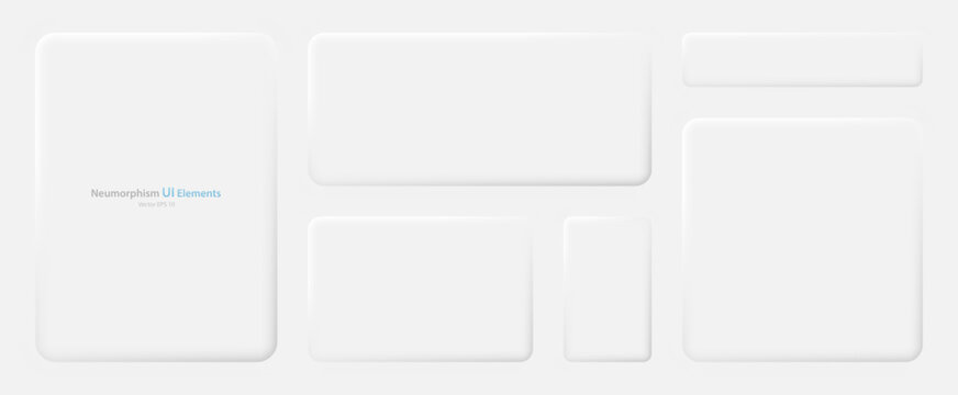 A set of rectangular banners with rounded edges on a white background. User interface elements in the style of neumorphism. Vector illustration.