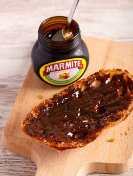 Slice of toast bread with marmite