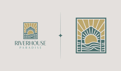 Beach House Resort Logo. Universal creative premium symbol. Vector sign icon logo template. Vector illustration