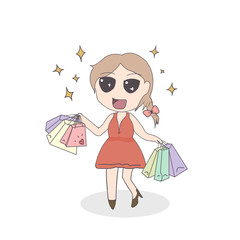 Shopping Girl Happy Sale Day PNG Transparent