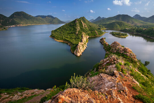 Unique and amazed nature scenic landscape of  Bahubali Hill near Udaipur. Rajasthan. India. Tourism beautiful destination place.  Discover the beauty of earth. Open world after covid-19