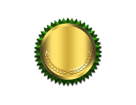 Elegant Shiny Green & Gold Medal Award Transparent Background PNG Vector Clipart Image