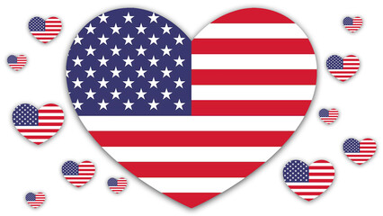 Obraz premium Happy 4th Of July Independence Day United States Flag Heart Background