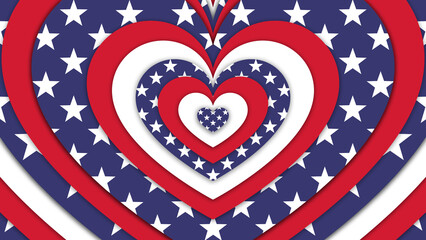 Obraz premium Happy 4th Of July Independence Day United States Flag Heart Tunnel Background