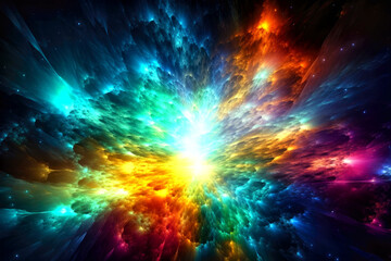 Obraz na płótnie Canvas Colorful creation of the universe during the big bang (Generative AI)