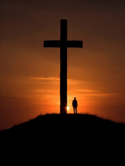 silhouette of a person with cross