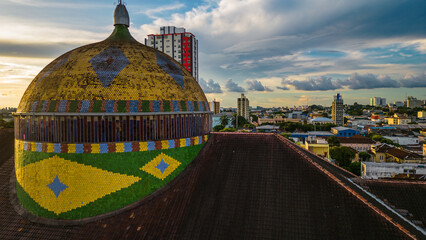 Amazon Theater, Manaus Brazil Urban Landscape, Historical Landmark of Amazonas Largest City aerial 