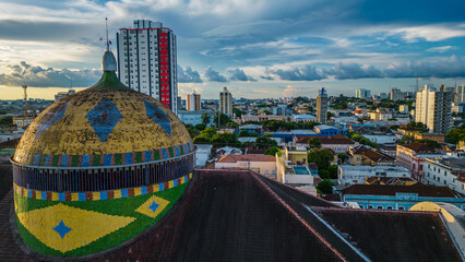 The Amazon Theatre Top Cusp View Opera House in Manaus, Heart of the Amazon rainforest in Brazil