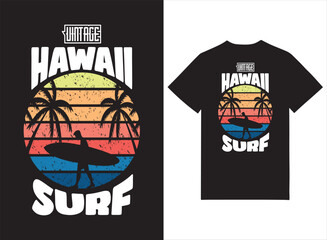 Vintage Hawaii Surfing T-shirt Design