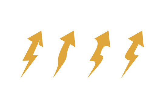 Set of arrow logo design vector with electric concept