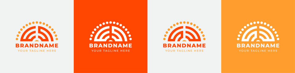 Letter SW and WS or SE and ES Sunrise  Logo Set, suitable for any business with SW, WS, SE, ES initials.