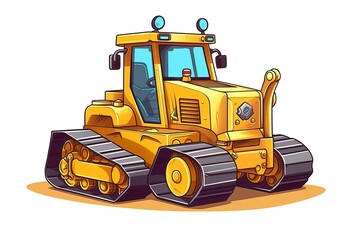 Mini Buldozer Illustration Transportation illustration.Generative AI