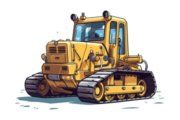 Mini Buldozer Illustration Transportation illustration.Generative AI