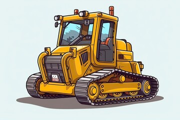 Fototapeta premium Mini Buldozer Illustration Transportation illustration.Generative AI