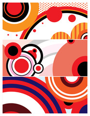 Fun festival banner design set. Geometric abstract background party celebration concept. Circle shape vibrant color graphic vector