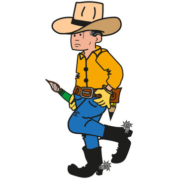 vaquero ilustración, vaquero occidental, vaquero, diverso, sombrero, sombrero de vaquero, pincel, botas, guantes, ilustración, vaquerito, lápiz