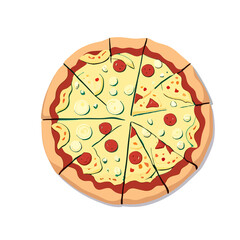 pizza slice isolated on white,vector illustration of pizza mozzarella cheese symbol