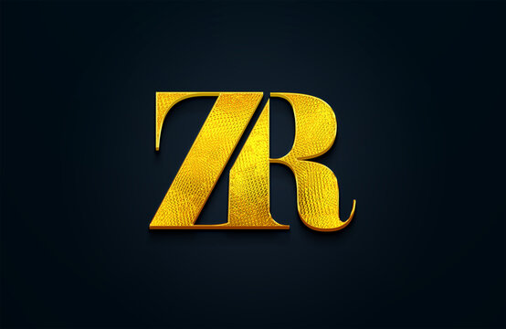 Modern ZR Golden Metallic Logo Design: Exude Elegance and Sophistication, Golden Metallic ZR Logo: Enhance Your Business and Company Identity