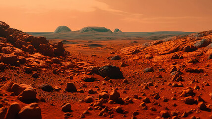 Fototapeta na wymiar Embark on a voyage to the red planet—Mars. Generative Ai