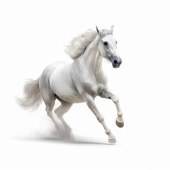 Naklejka na ściany i meble white horse runs gallop