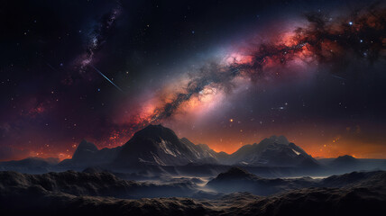 Panorama milky way galaxy with stars and space dust in the universe. Generative Ai