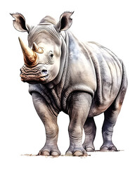 Fototapeta premium Realistic cute wild animal clipart art - rhinoceros With Generative AI.