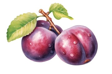 Plum illustration. Fruit illustration. Generative AI