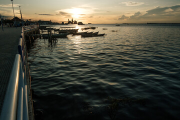 Fototapeta premium rio amazonia amazon river in Santarem para state Brazil boat moored at sunset