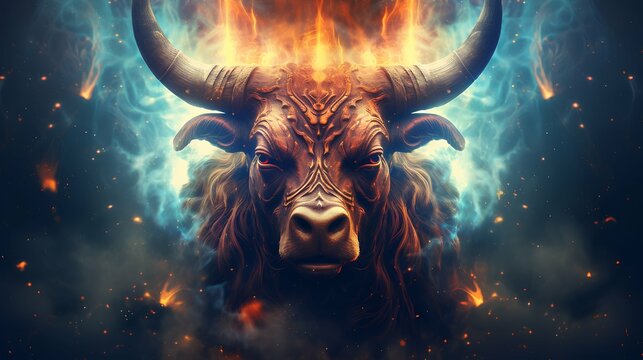 Zodiac sign taurus in cosmic space. Generative AI.