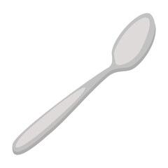 Metal soup spoon. Vector isolated illustration.